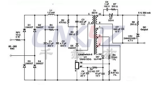 中功率USB充電器電路